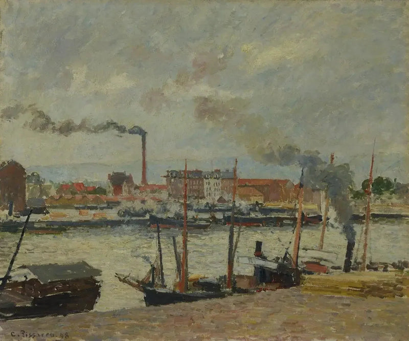 Rouen. Quai de la Bourse, pluie - Camille Pissarro