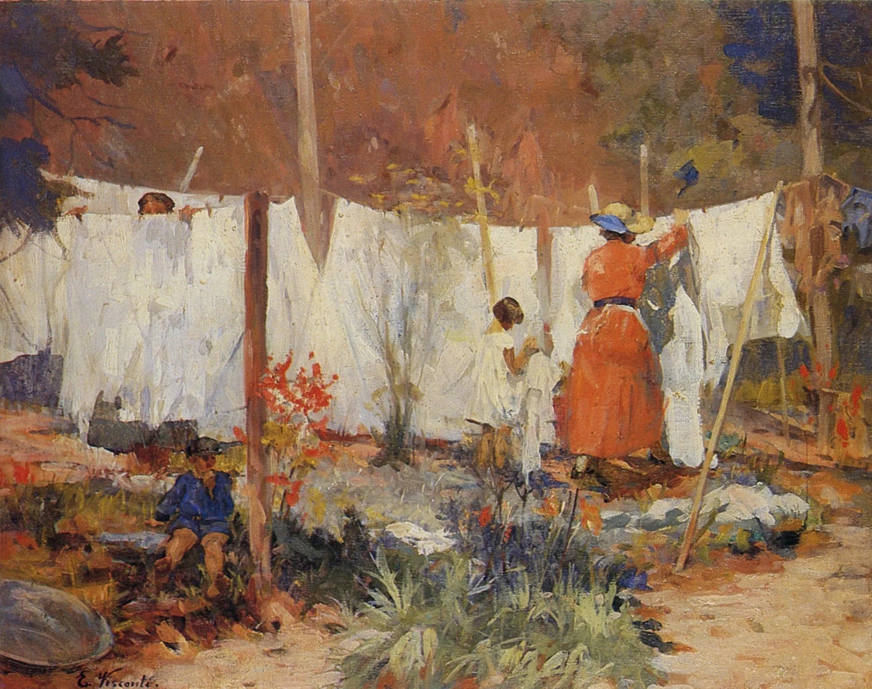 Roupa estendida - Eliseu Visconti image 1 reproduction artisanale de tableau