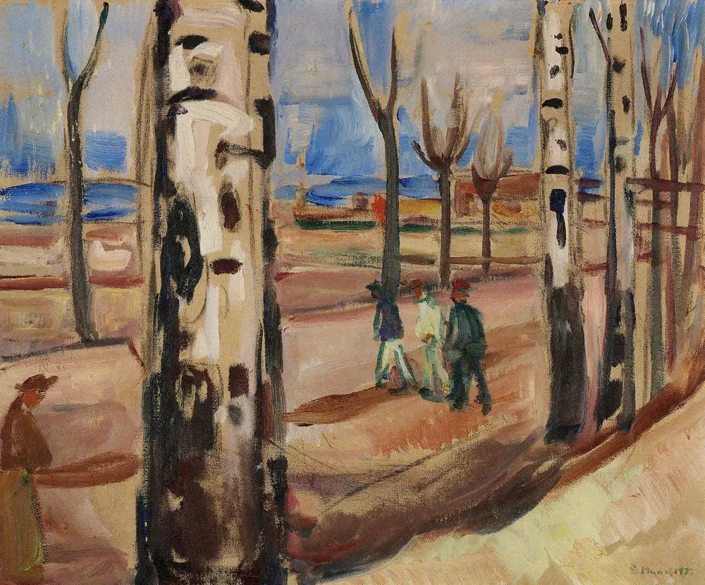Route avec abres - Edvard Munch image 1 reproduction artisanale de tableau