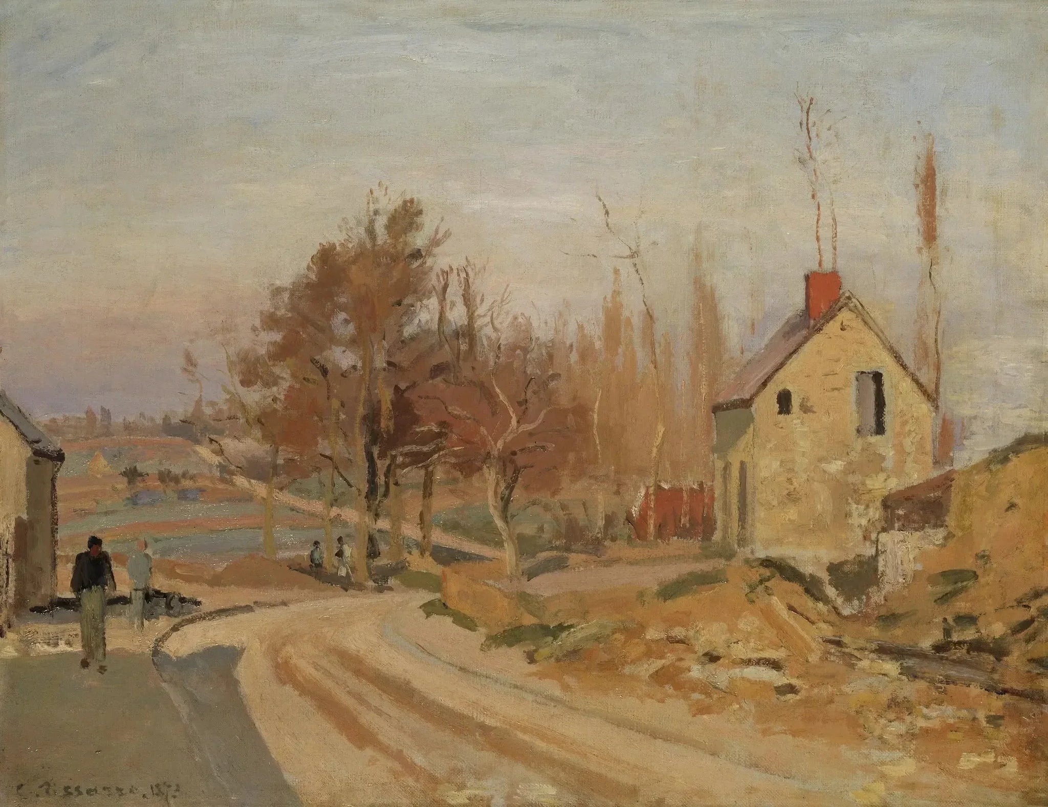 Route d'Osny à Pontoise, gelée blanche - Camille Pissarro image 1 copie peinte à la main à l’huile