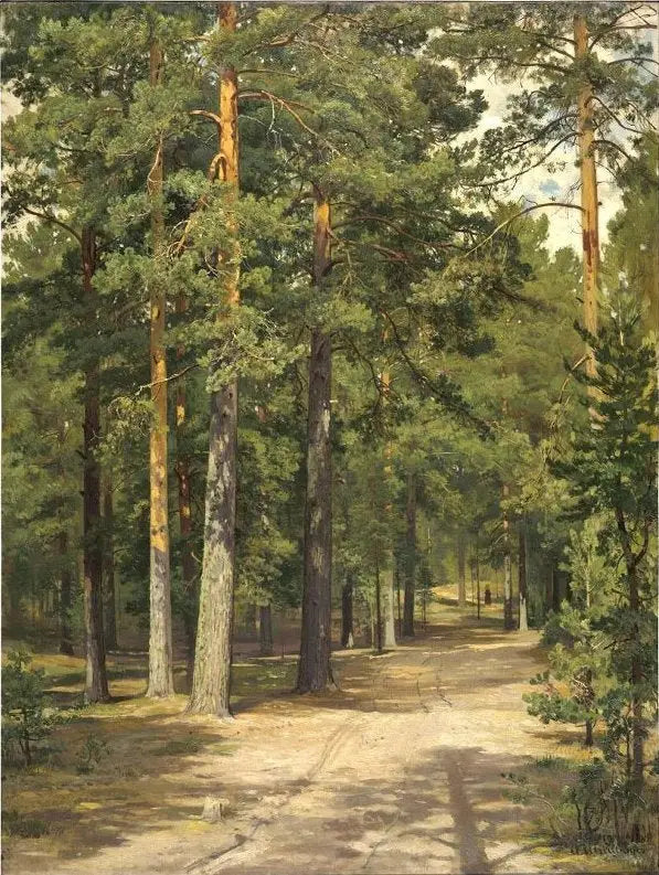 Route dans la forêt de pins - Ivan Chichkine image 1 reproduction artisanale de tableau