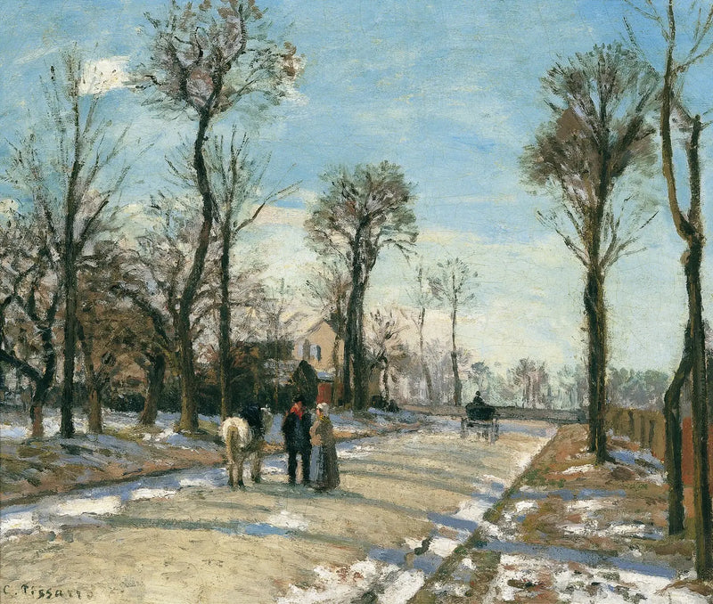 Route de Versailles, Louveciennes, soleil et neige d'hiver - Camille Pissarro