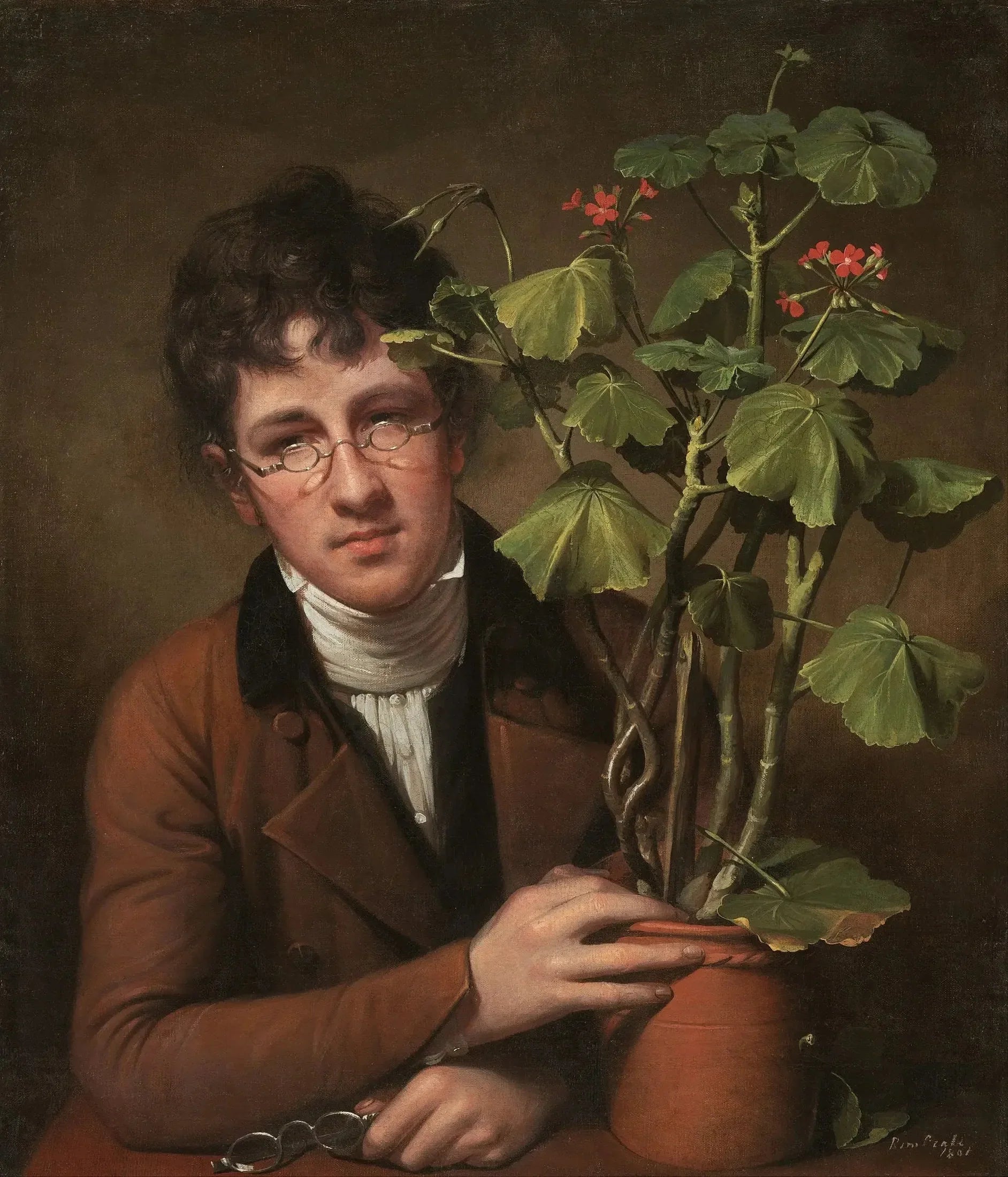 Rubens Peale avec un géranium - Rembrandt Peale image 1 reproduction artisanale de tableau