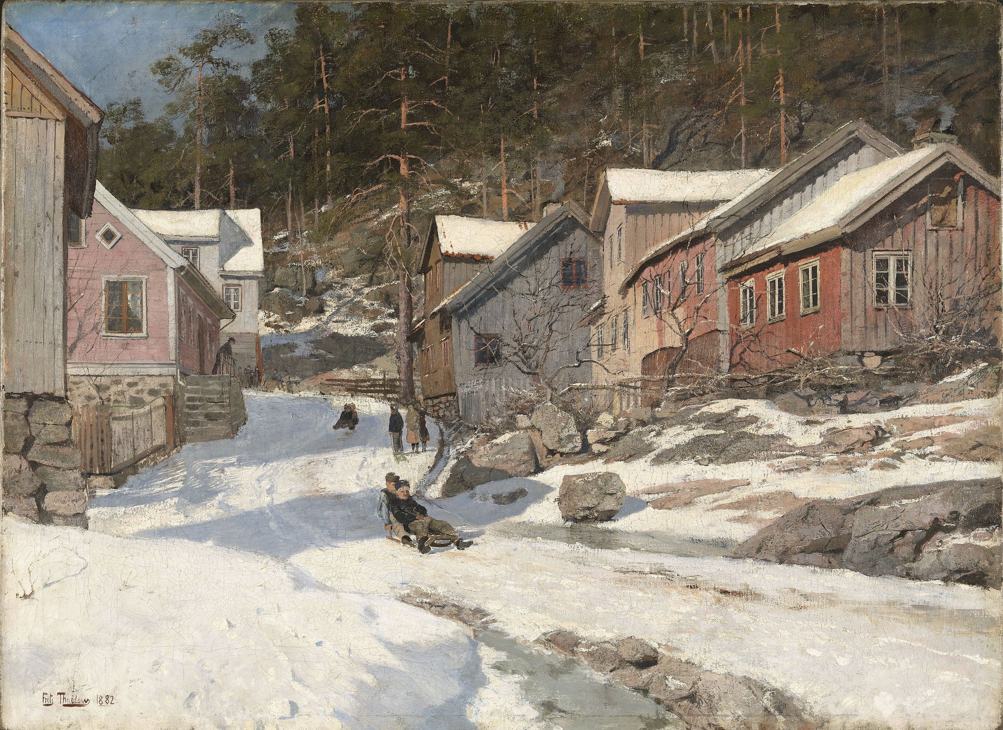 Rue à Kragerø - Frits Thaulow image 1 copie de tableau peinte à la main