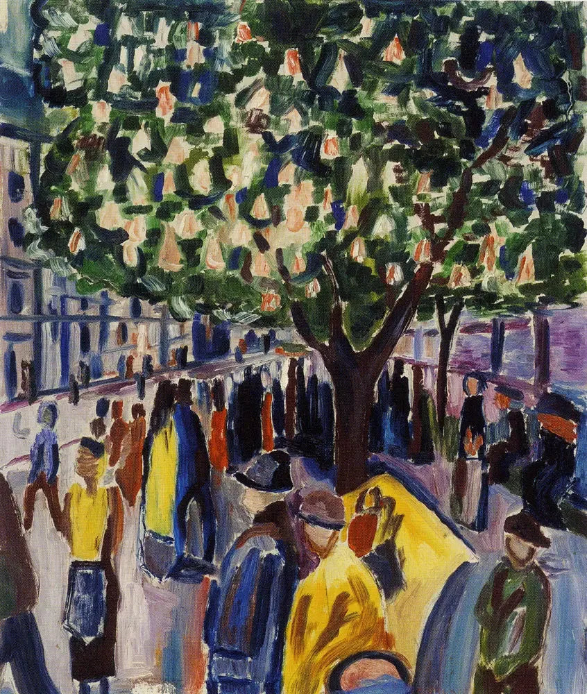 rue avec châtaignier en fleur - Edvard Munch image 1 reproduction d’œuvre d’art à l’huile