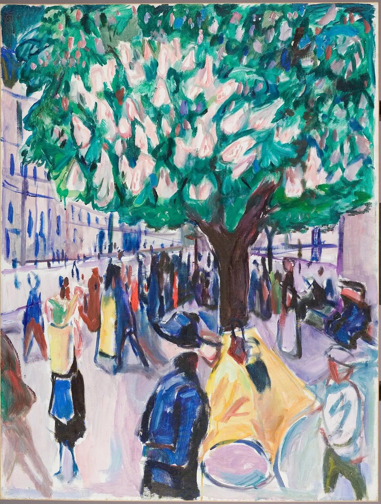 rue avec châtaignier en fleur - Edvard Munch image 1 reproduction artisanale de tableau