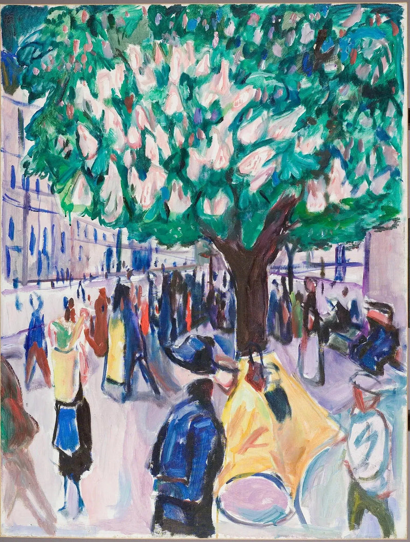 rue avec châtaignier en fleur - Edvard Munch