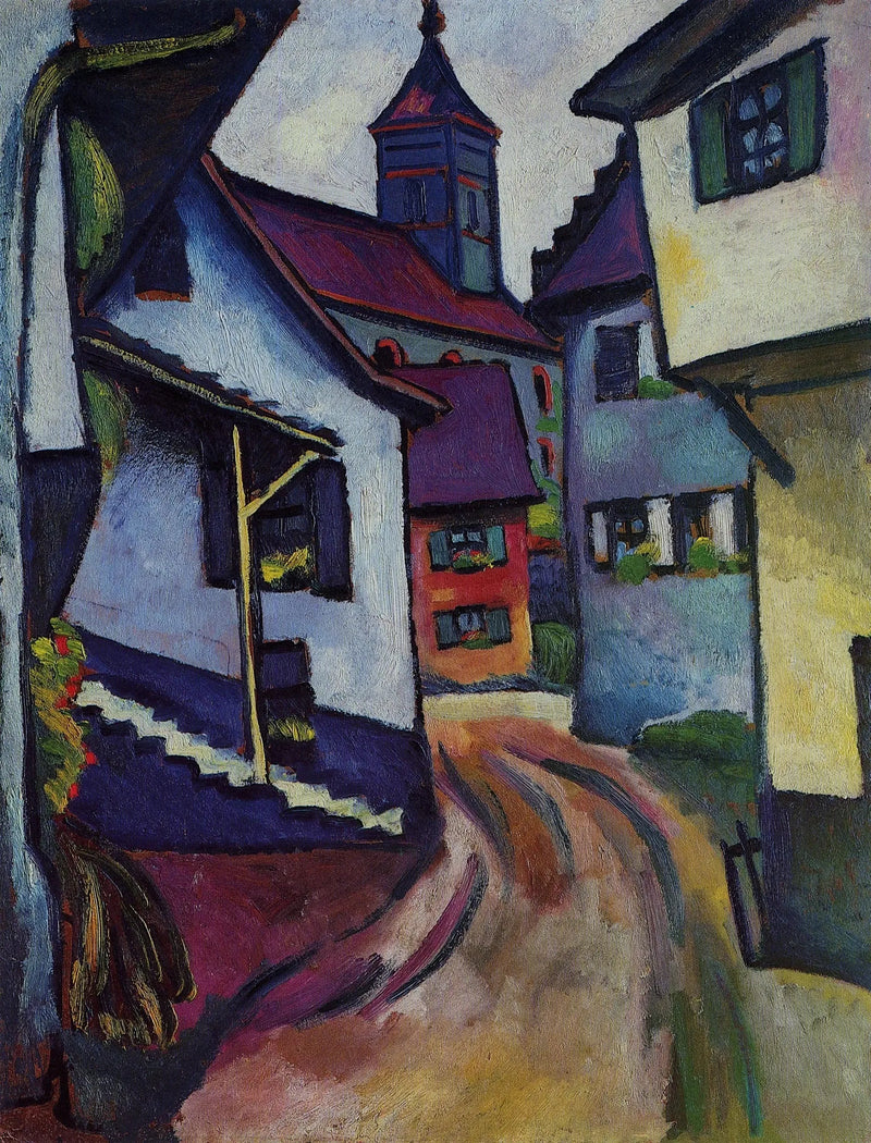 Rue avec église à Kandern - August Macke