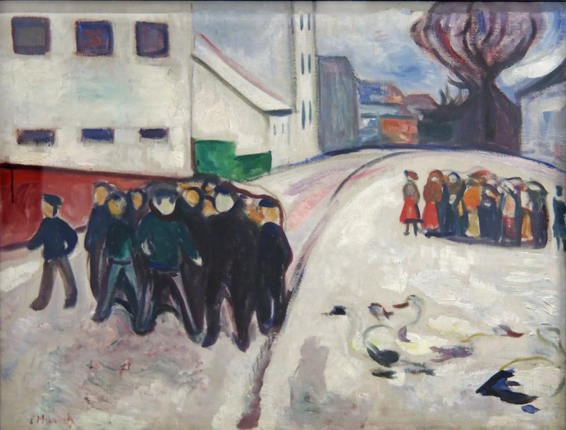 rue de petite ville dans la neige - Edvard Munch
