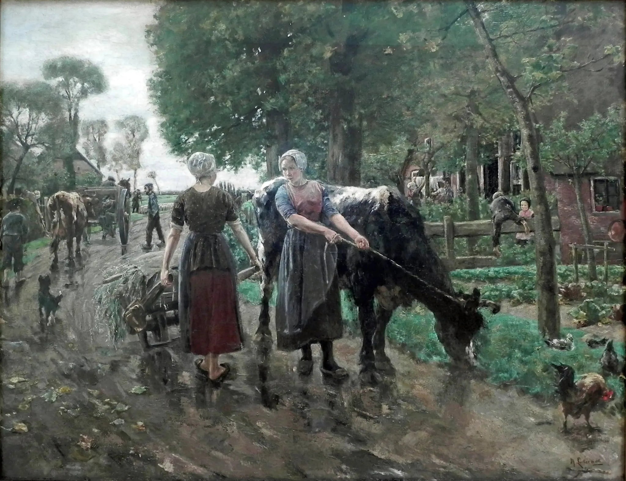 Rue du village hollandais - Max Liebermann image 1 copie de tableau peinte à la main