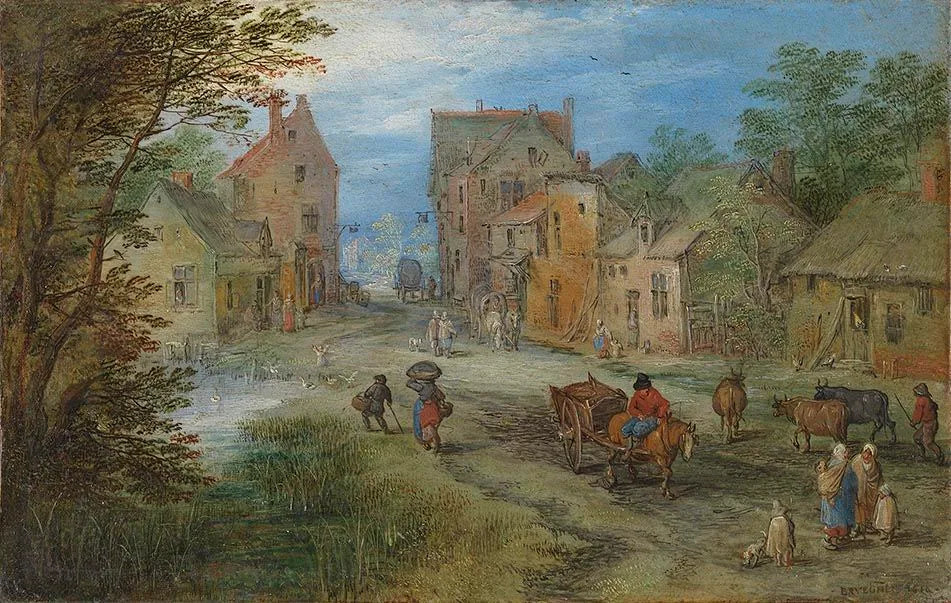 Rue du village - Jan Brueghel l'Ancien image 1 reproduction artisanale de tableau