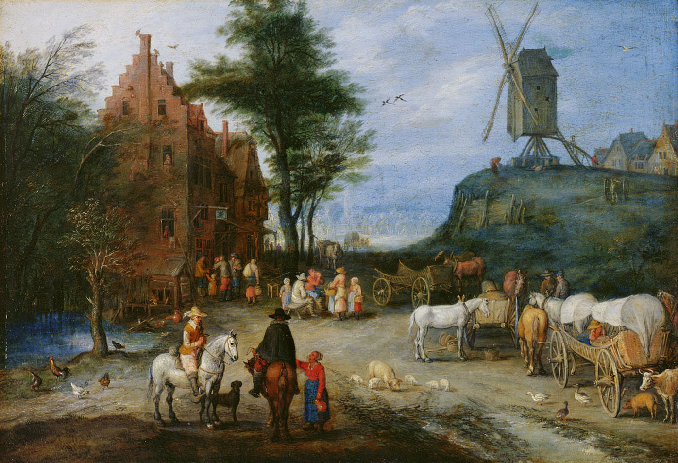Rue du village - Jan Brueghel l'Ancien image 1 copie peinte à la main à l’huile