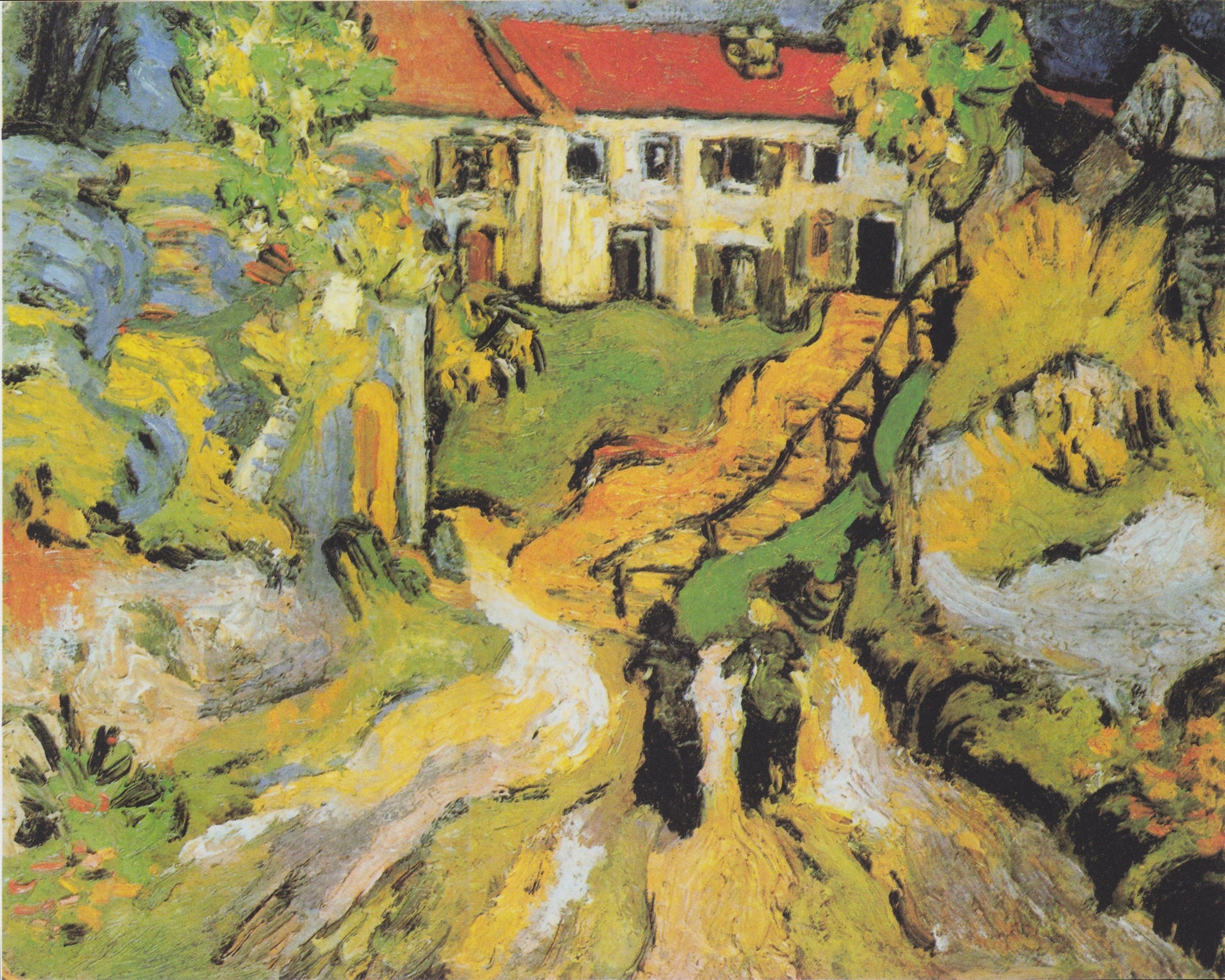 Rue du village et escalier à Auvers avec deux personnages de Vincent van Gogh, F796