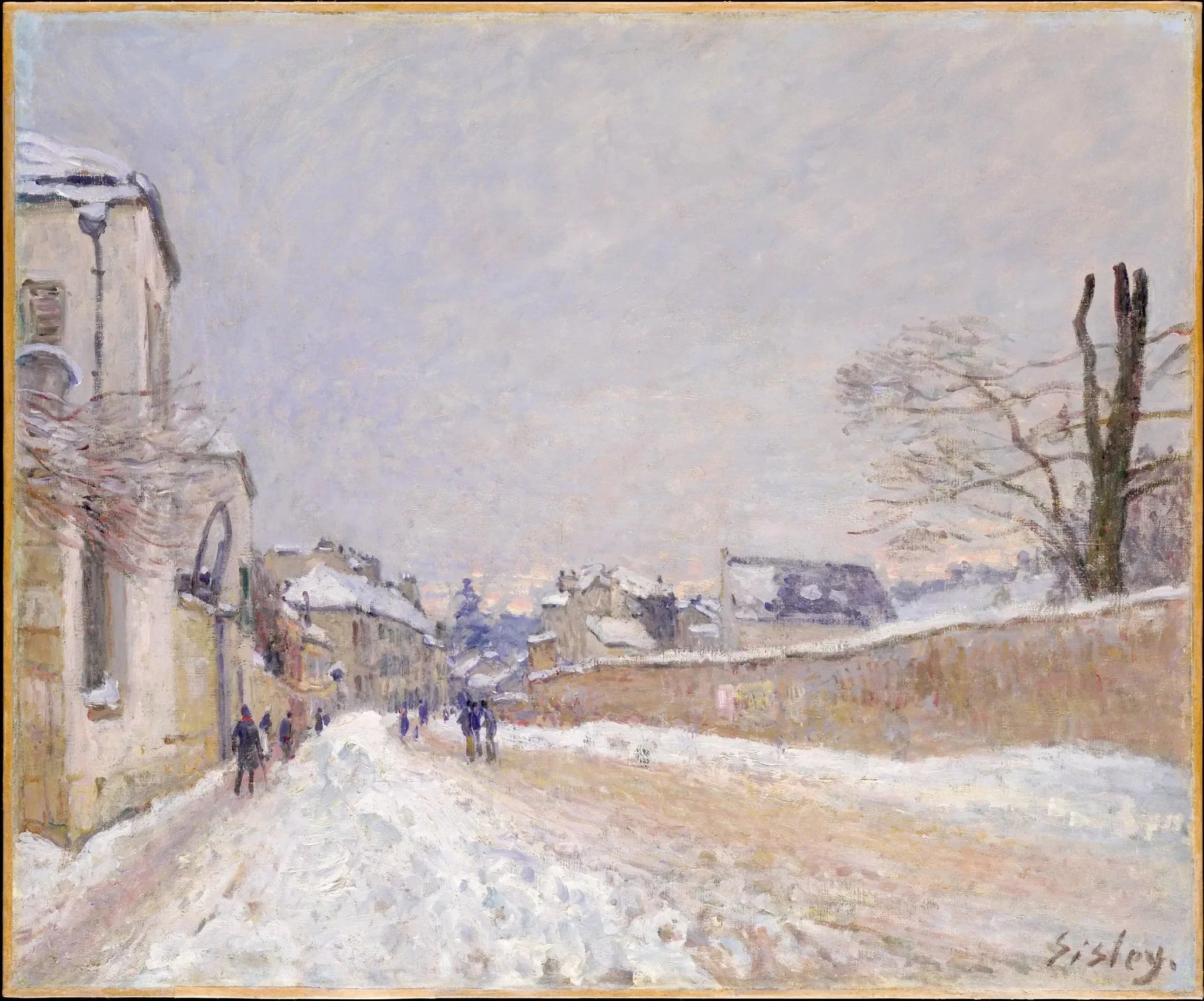 Rue Eugène Moussoir à Moret : L'hiver - Alfred Sisley image 1 copie peinte à la main à l’huile