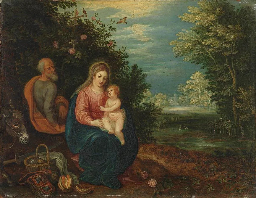 Ruhe auf der Flucht nach Ägypten - Jan Brueghel l’Ancien image 1 copie peinte à la main à l’huile