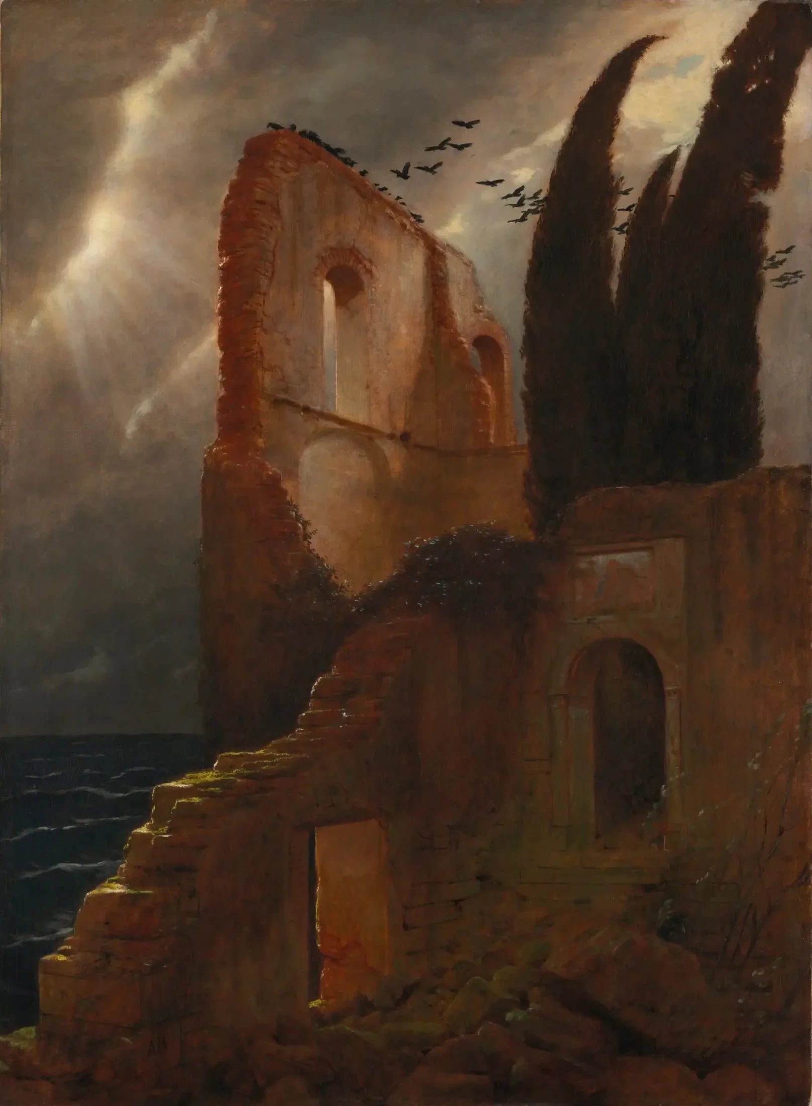 Ruine près de la mer - Arnold Böcklin image 1 copie peinte à la main à l’huile