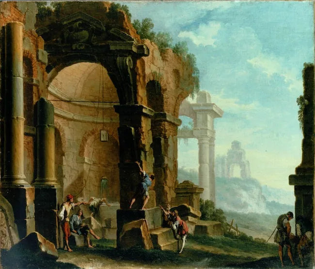 Ruines antiques avec des personnages - Sebastiano Ricci image 1 copie peinte à la main à l’huile