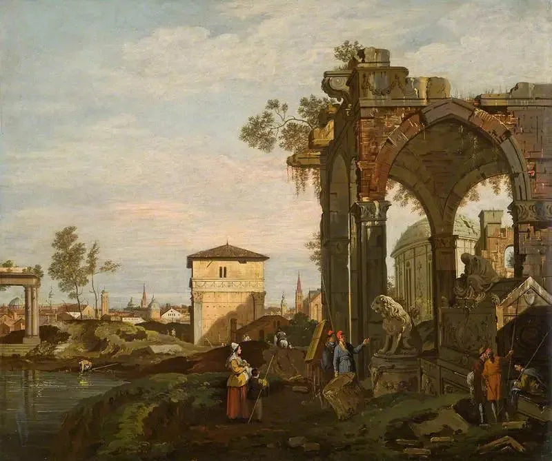 Ruines avec figures - Canaletto image 1 copie de tableau peinte à la main