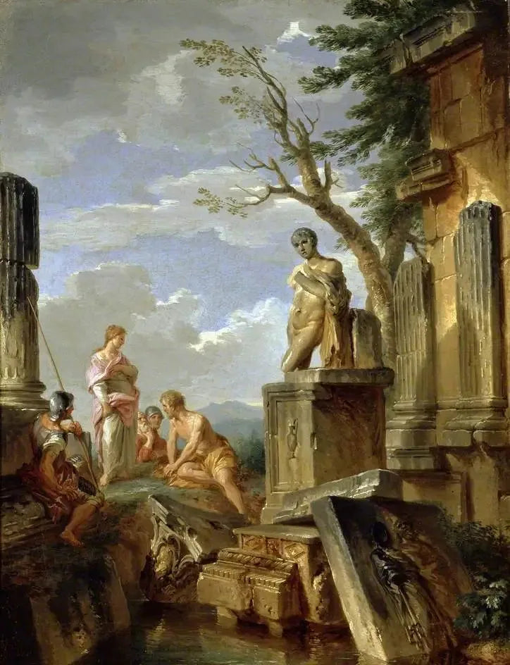 Ruines avec une sibylle et d'autres figures - Giovanni Paolo Panini image 1 reproduction artisanale de tableau