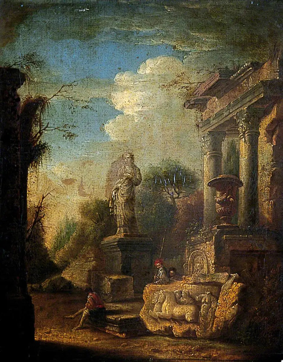 Ruines avec une statue - Giovanni Paolo Panini image 1 reproduction artisanale de tableau