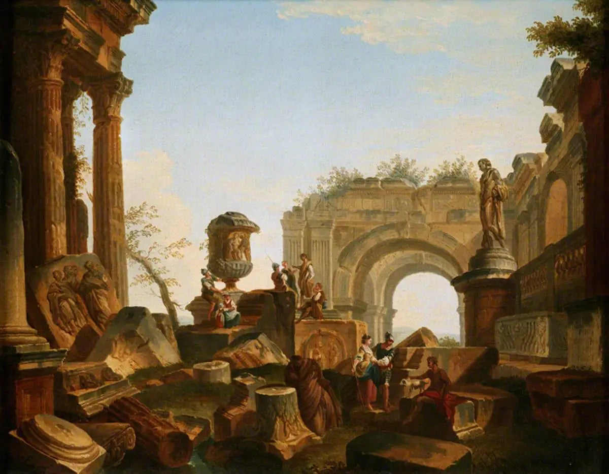 Ruines avec une urne et une arche - Giovanni Paolo Panini image 1 reproduction d’œuvre d’art à l’huile