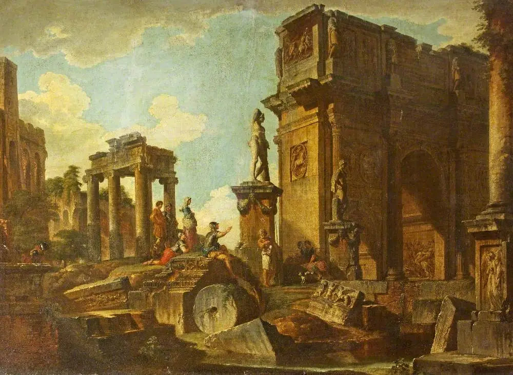 Ruines classiques avec l'arc de Constantin - Giovanni Paolo Panini image 1 reproduction réalisée par Alpha Reproduction