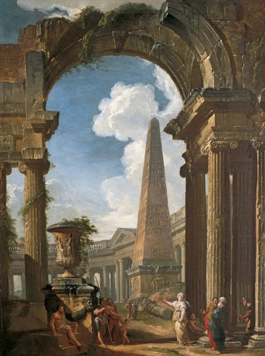 Ruines d'un temple avec une sibylle - Giovanni Paolo Panini image 1 reproduction d’œuvre d’art à l’huile