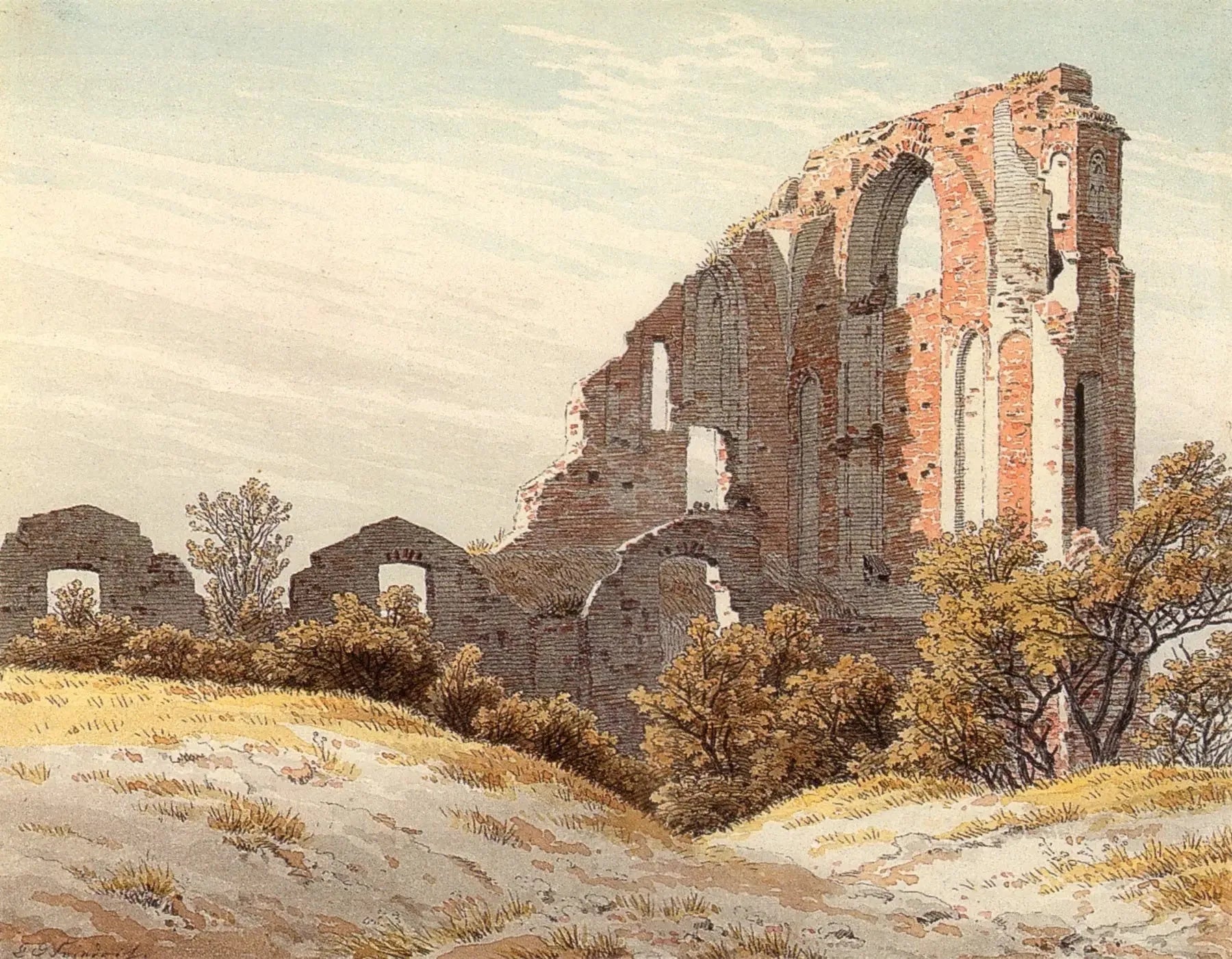 ruines de l'Abbaye d'Eldena - Caspar David Friedrich image 1 copie de tableau peinte à la main