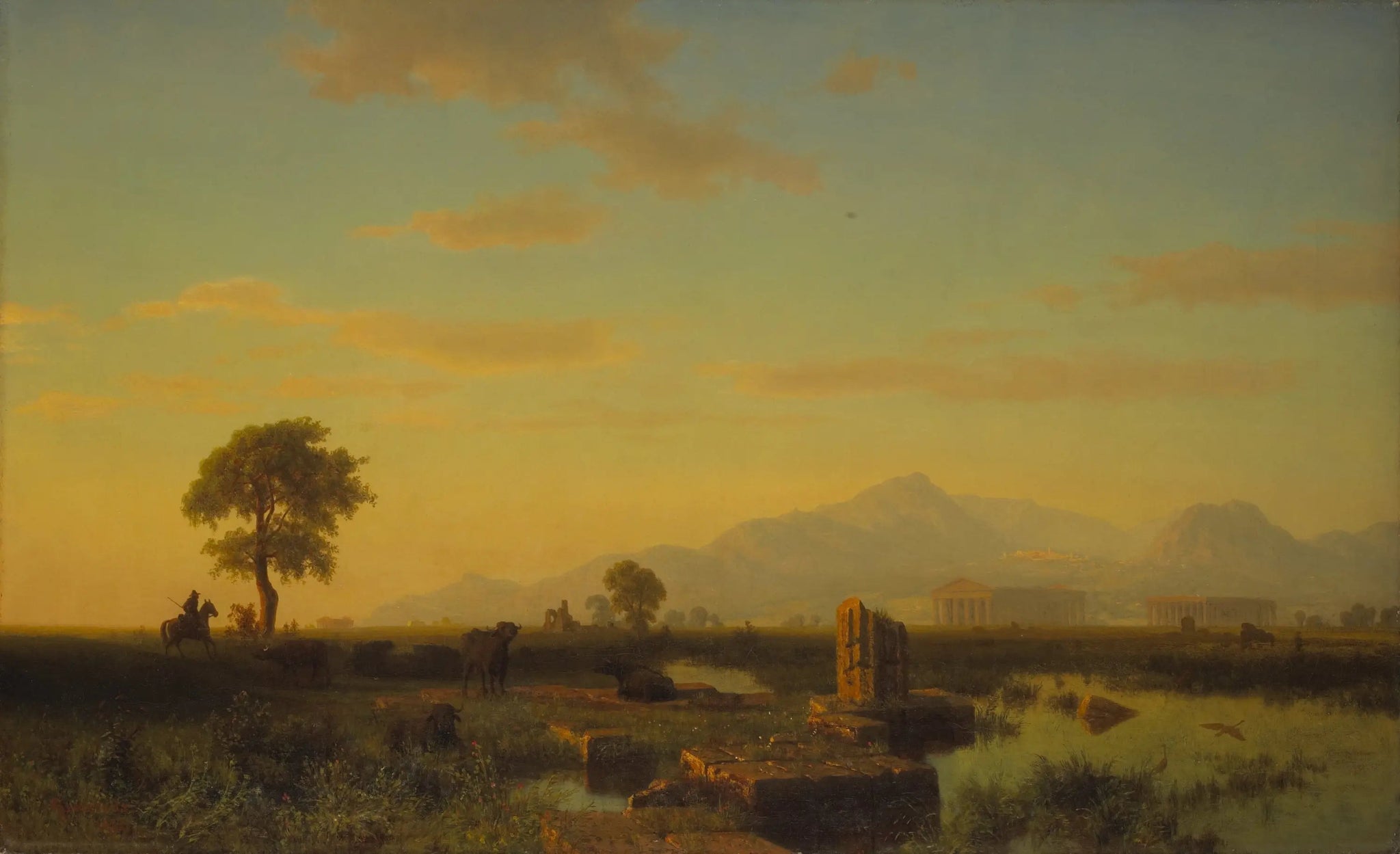 Ruines de Paestum - Albert Bierstadt image 1 copie peinte à la main à l’huile