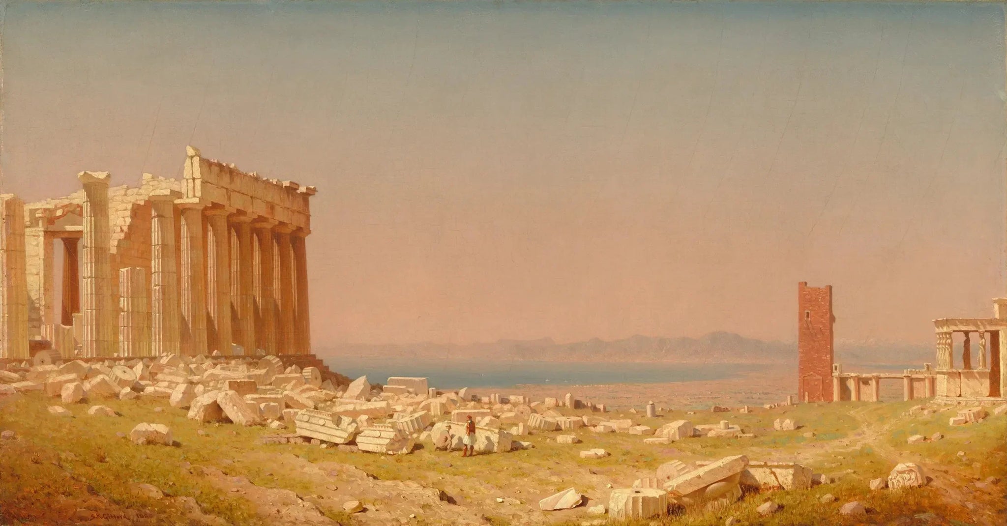 Ruines du Parthénon - Sanford Robinson Gifford image 1 reproduction de peinture à l’huile