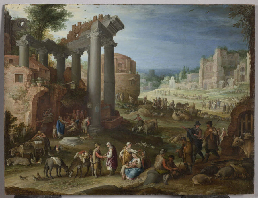 Ruines et figures. Marché dans un site inspiré par le Campo Vaccino à Rome - Paul Bril