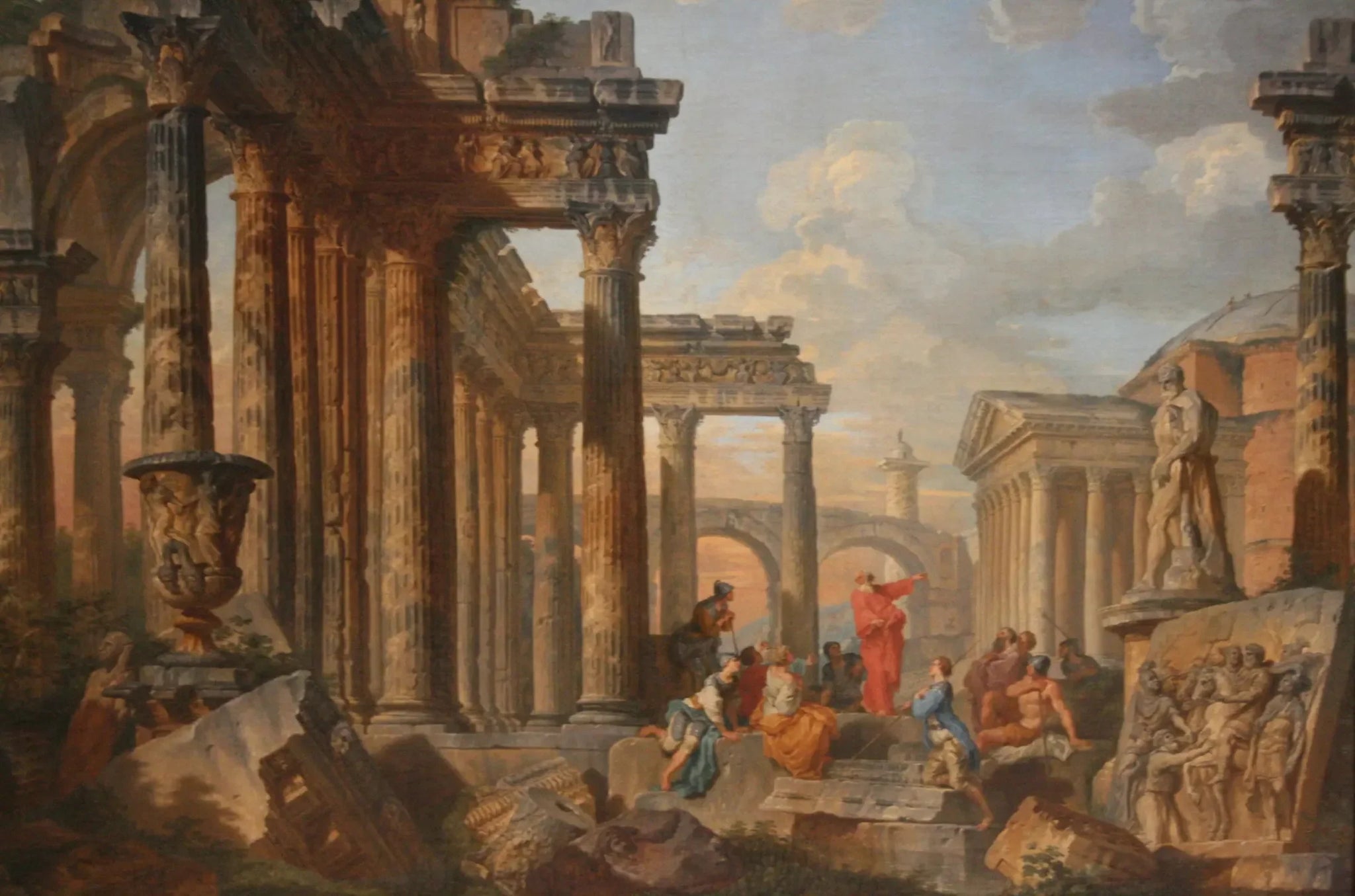 Ruines romaines avec un prédicateur - Giovanni Paolo Panini image 1 reproduction d’œuvre d’art à l’huile