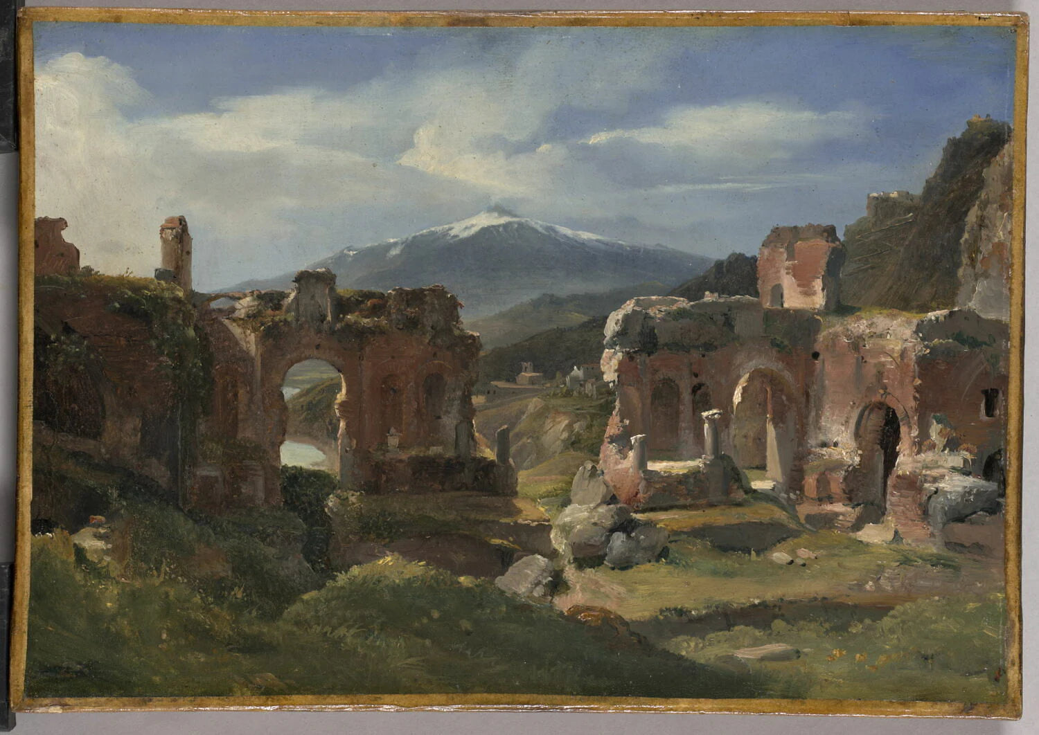 Ruines du théâtre de Taormine (Sicile) - Achille Etna Michallon