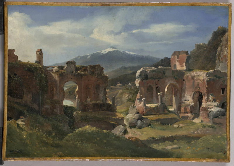 Ruines du théâtre de Taormine (Sicile) - Achille Etna Michallon