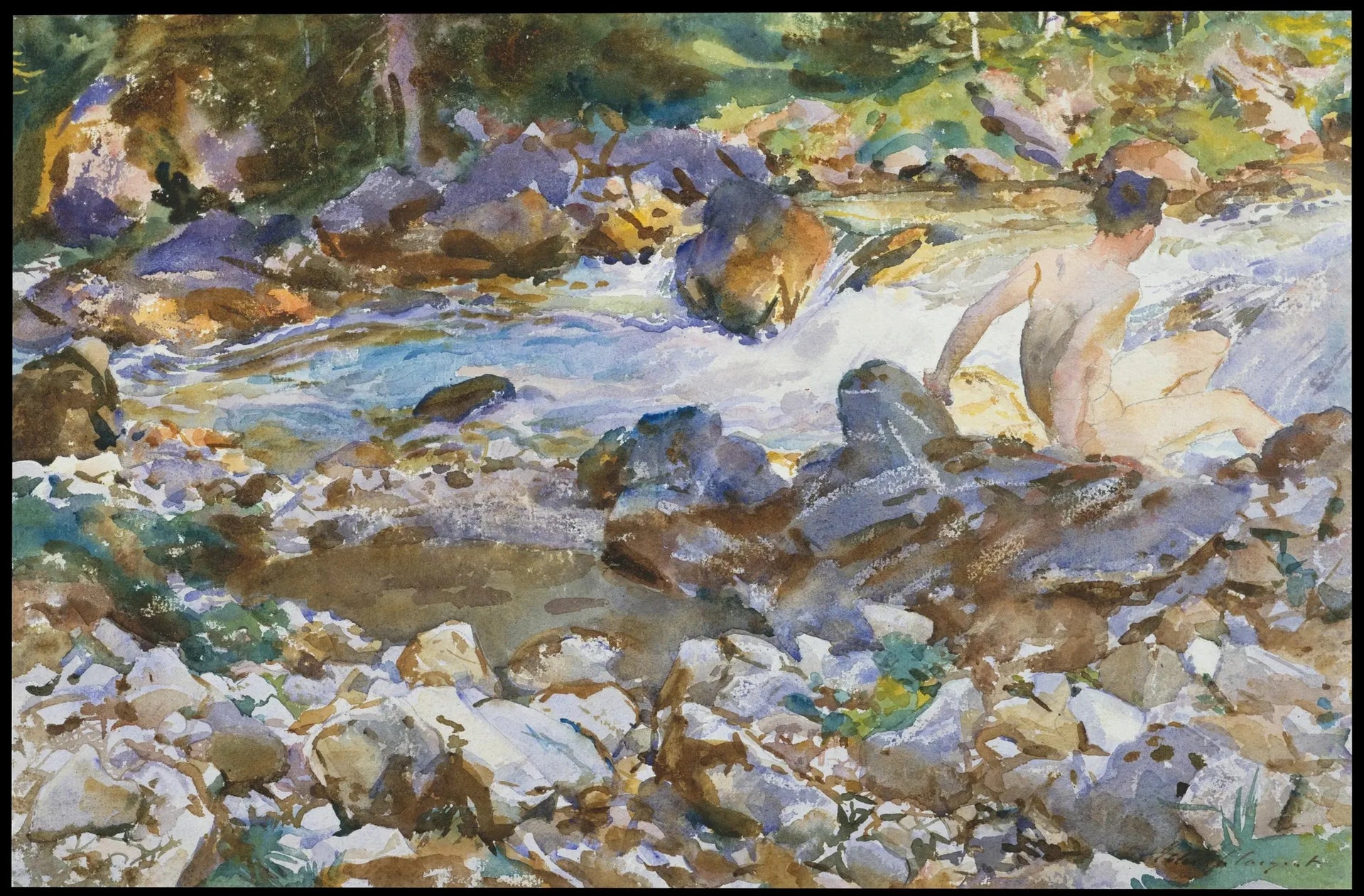 Ruisseau de montagne - John Singer Sargent image 1 tableau peint à l’huile sur toile