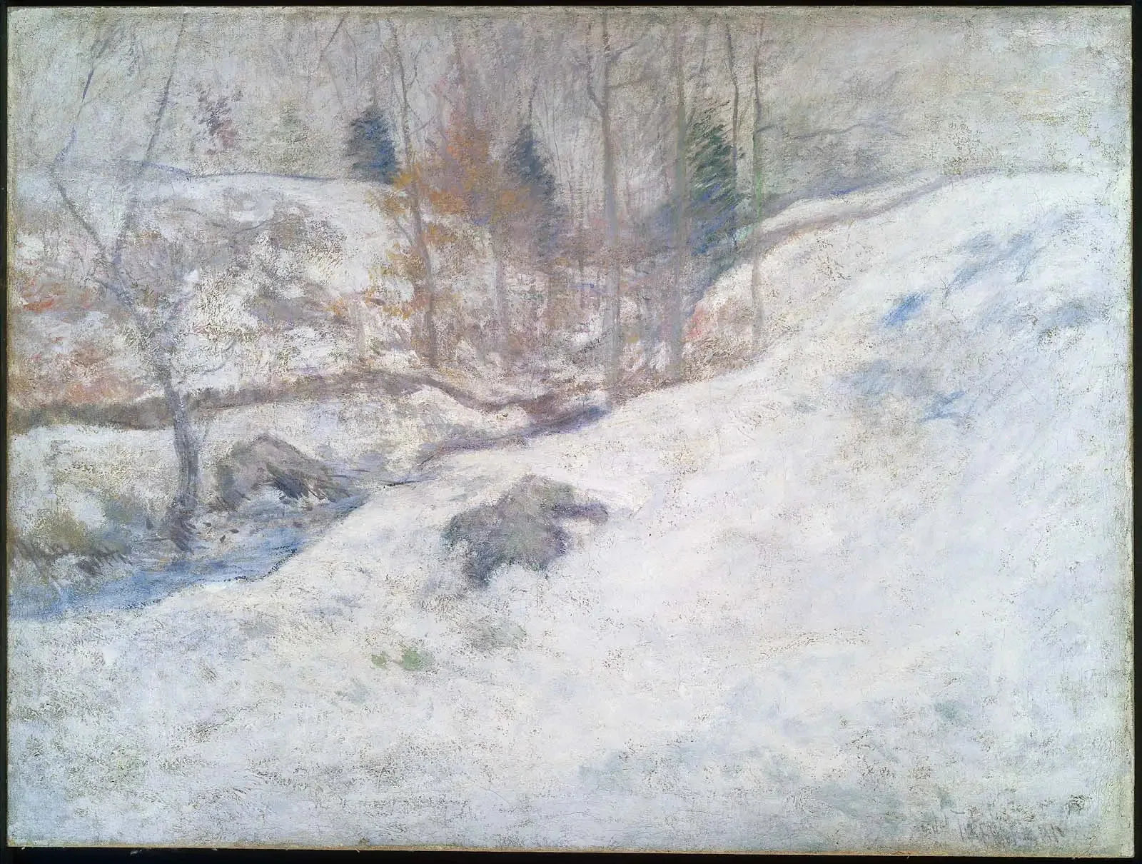 Ruisseau en hiver - John Henry Twachtman image 1 copie peinte à la main à l’huile