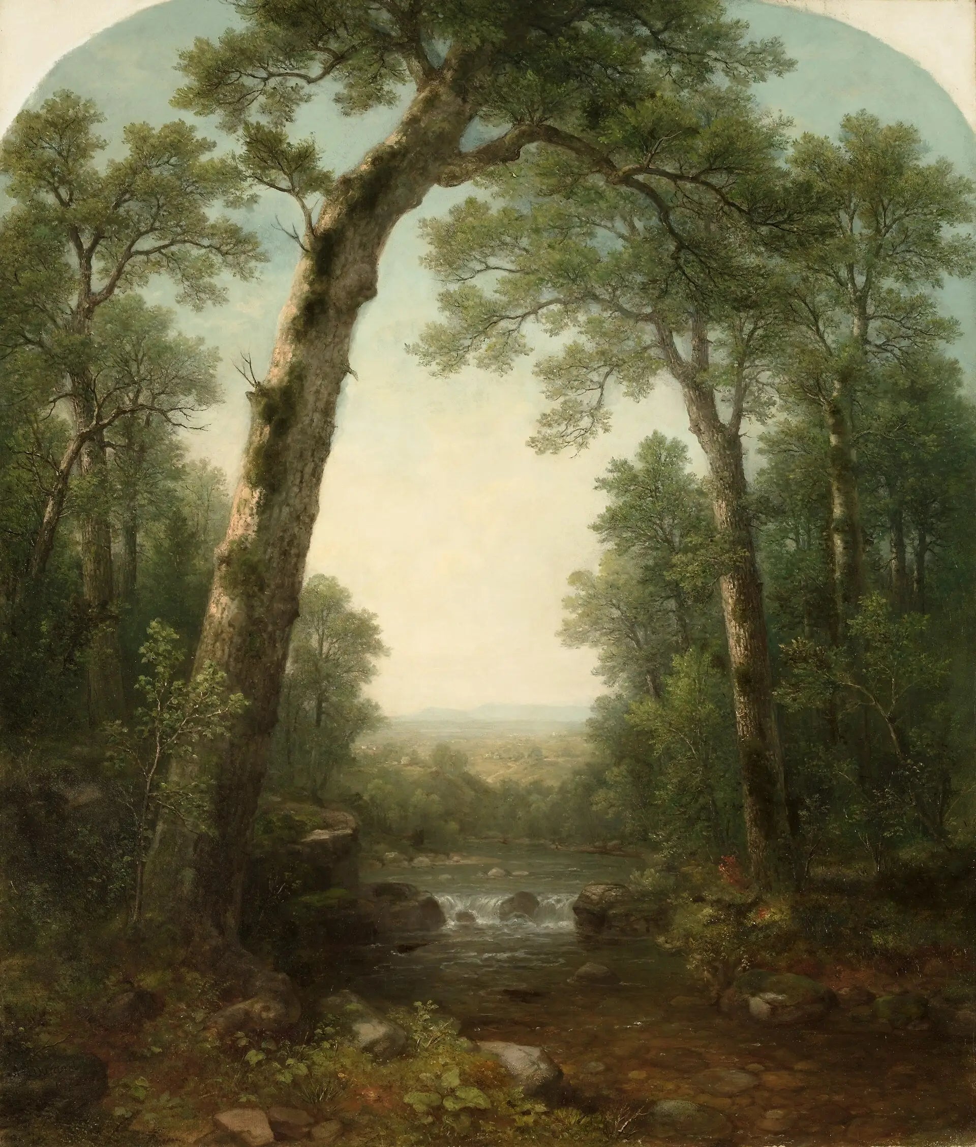 Ruisseau forestier avec vue - Asher Brown Durand image 1 reproduction artisanale de tableau