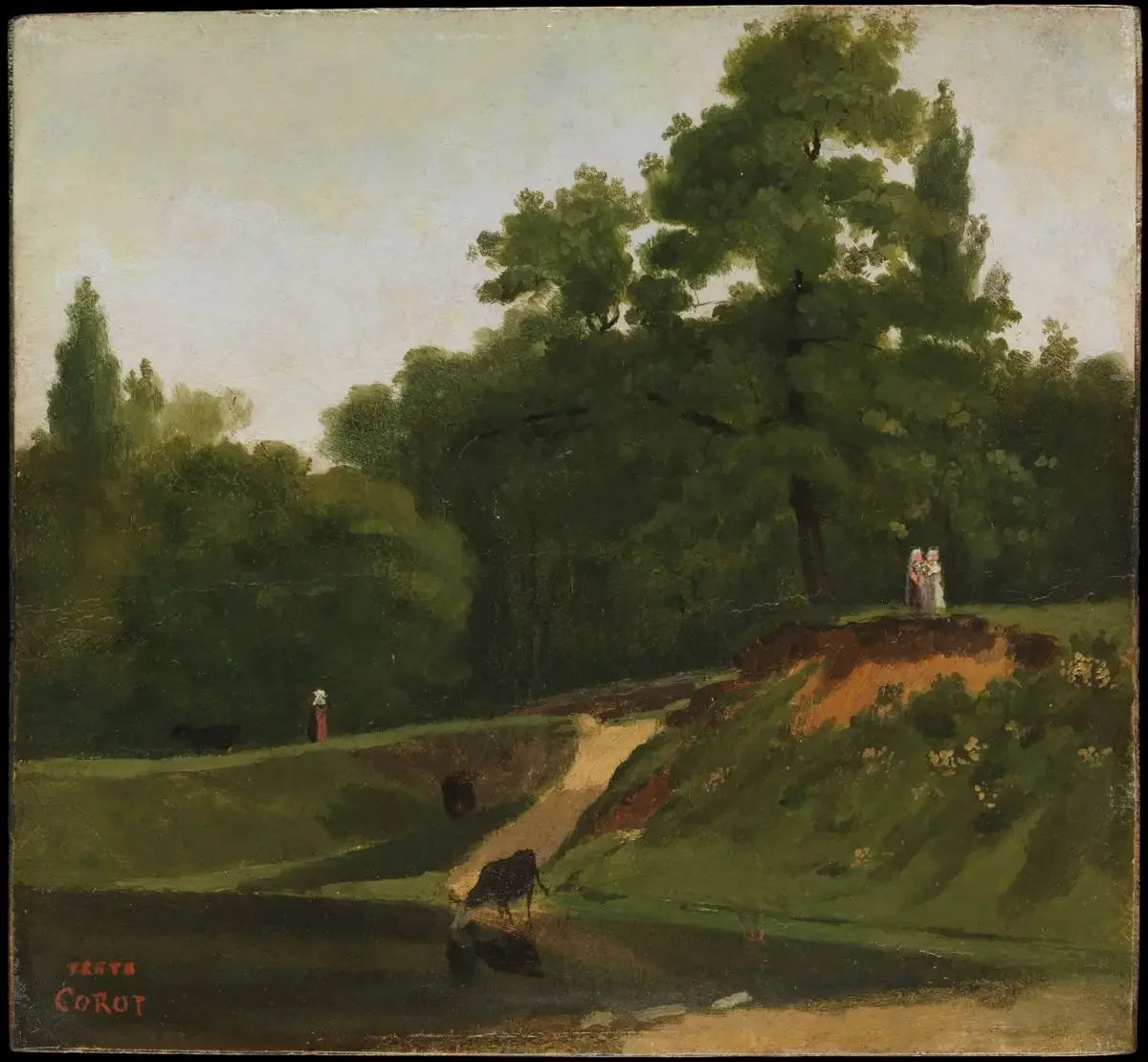 Ruisseau près de la propriété de Corot, Ville d'Avray - Jean-Baptiste Camille Corot image 1 copie de tableau peinte à la main