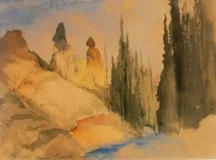 Ruisseau Tower - Thomas Moran image 1 copie de tableau peinte à la main