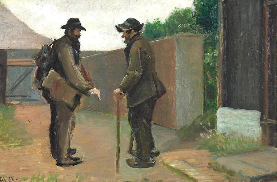 Søren Bondhagen discute avec un vieil homme de Skagen. - Michael Peter Ancher