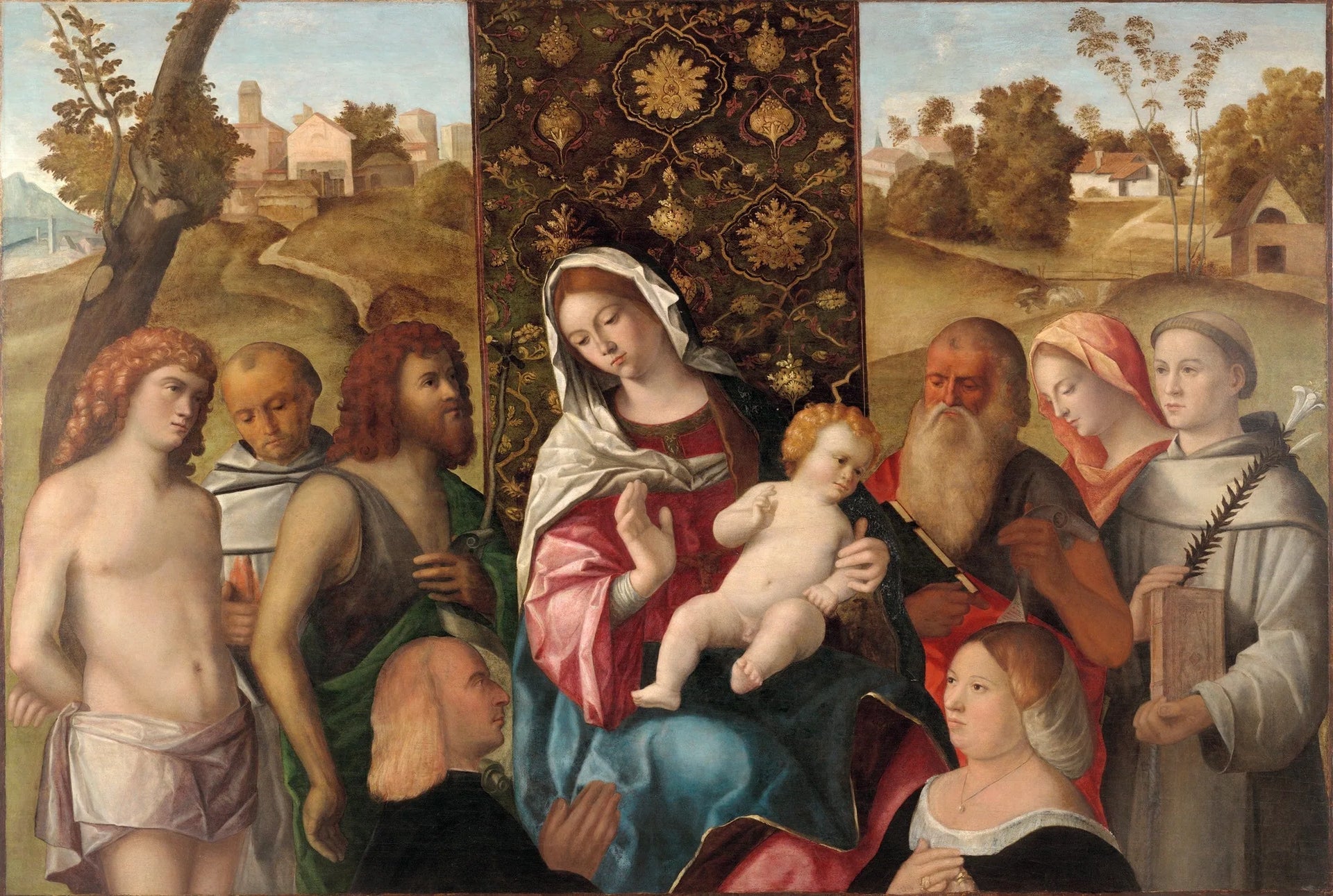 Sacra Conversazione avec les donateurs - Cima da Conegliano image 1 reproduction d’œuvre d’art à l’huile
