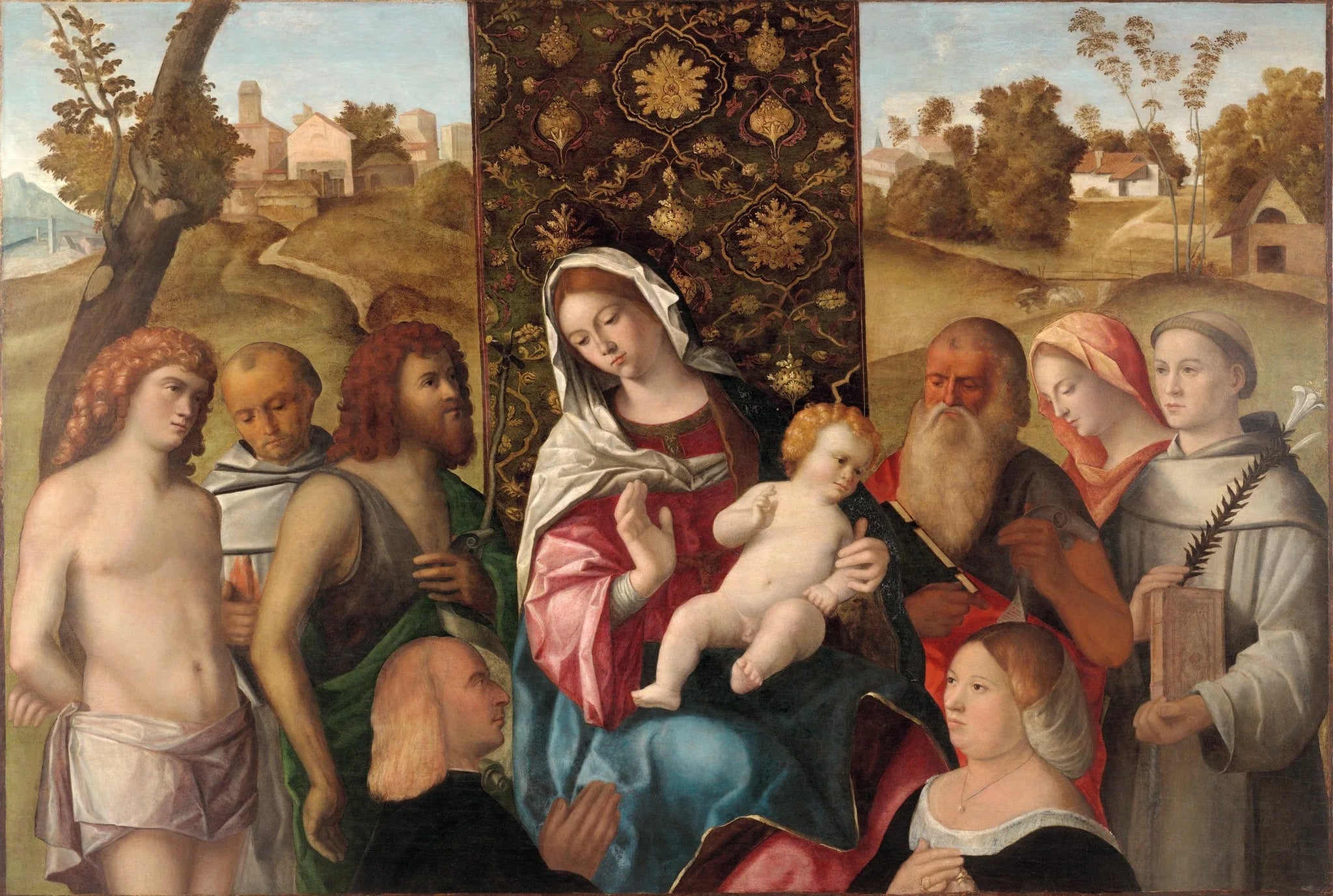 Sacra Conversazione avec les donateurs - Cima da Conegliano image 1 reproduction d’œuvre d’art à l’huile