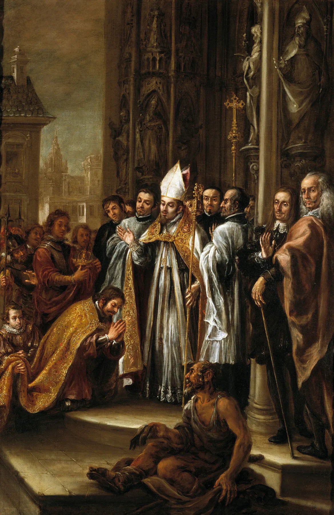 Saint Ambroise absout l'empereur Théodose - Juan de Valdés Leal image 1 copie de tableau peinte à la main