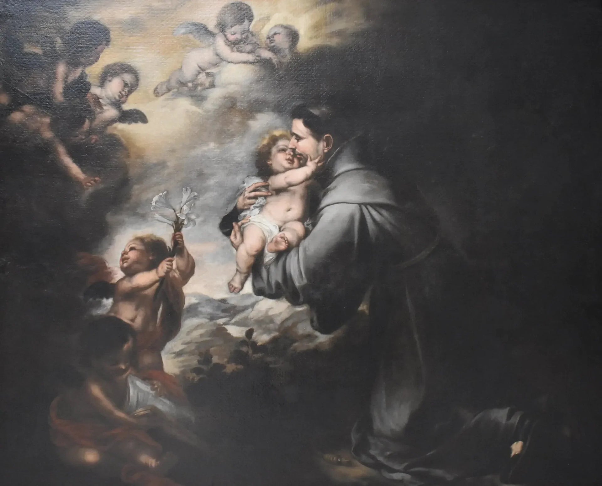 Saint Antoine de Padoue adorant l'Enfant Jésus - Bartolomé Esteban Murillo image 1 copie de tableau peinte à la main