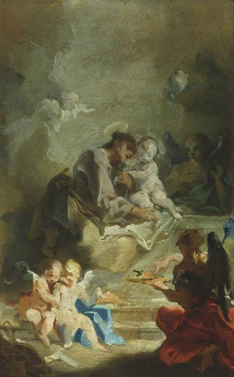 Saint Antoine de Padoue adorant l'Enfant Jésus - Giovanni Battista Pittoni image 1 reproduction artisanale de tableau