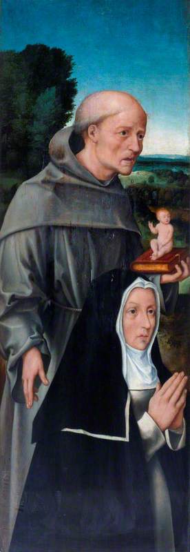 Saint Antoine de Padoue avec une religieuse - Gérard David image 1 reproduction de peinture à l’huile