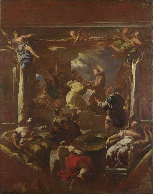 Saint Antoine de Padoue restaure le pied d'un homme - Luca Giordano image 1 copie peinte à la main à l’huile