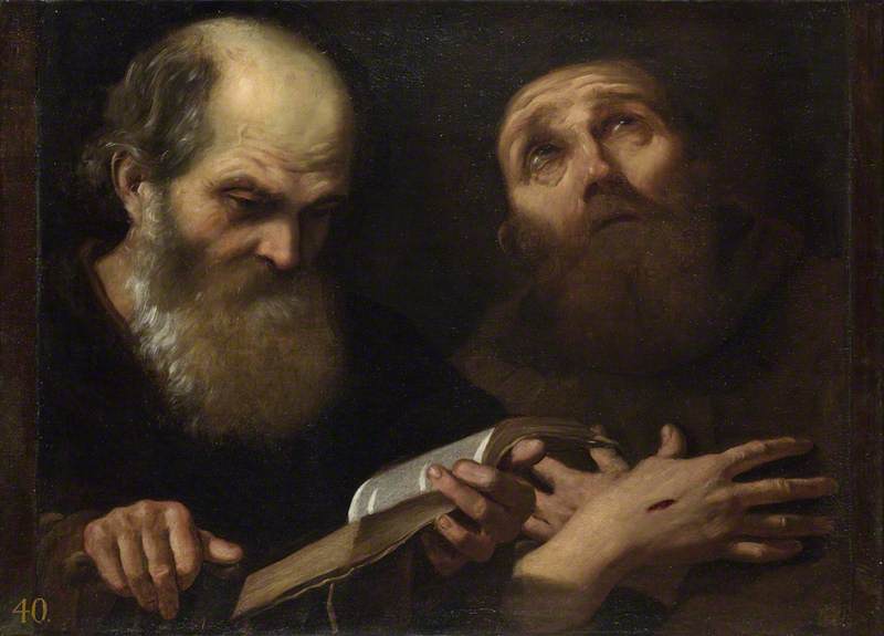 Saint Antoine l'Abbé et Saint François d'Assise - Andrea Sacchi image 1 reproduction de peinture à l’huile