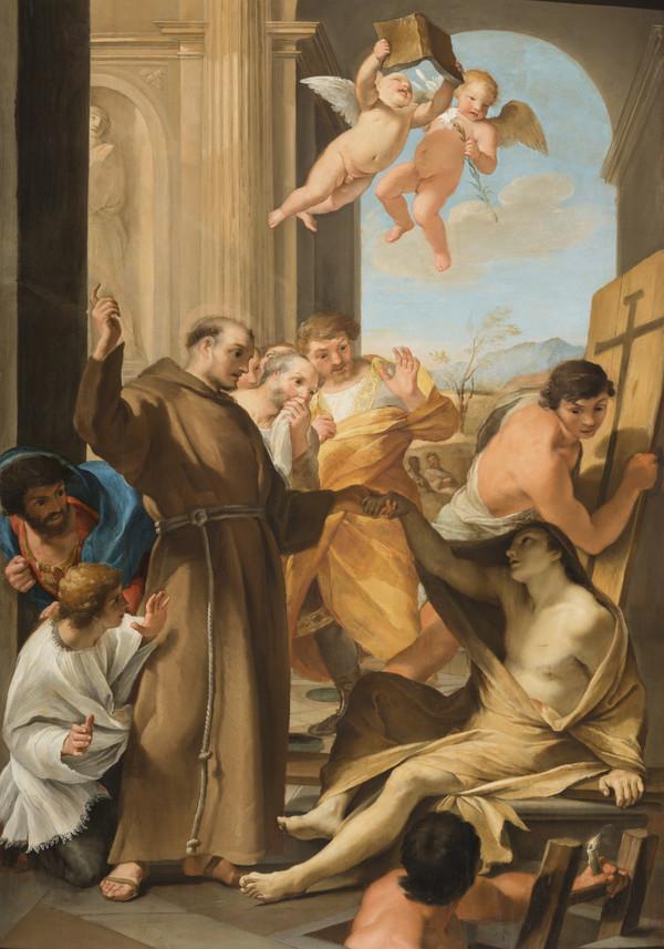 Saint Antoine l'Abbé ressuscitant un mort - Andrea Sacchi image 1 copie de tableau peinte à la main