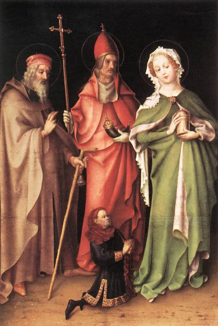 Saint Antoine l'Ermite, Saint Corneille et Sainte Marie-Madeleine avec un donateur - Stefan Lochner image 1 reproduction de peinture à l’huile